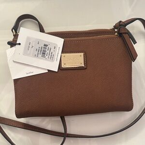 NWT Calvin Klein Tan Leather Crossbody Bag